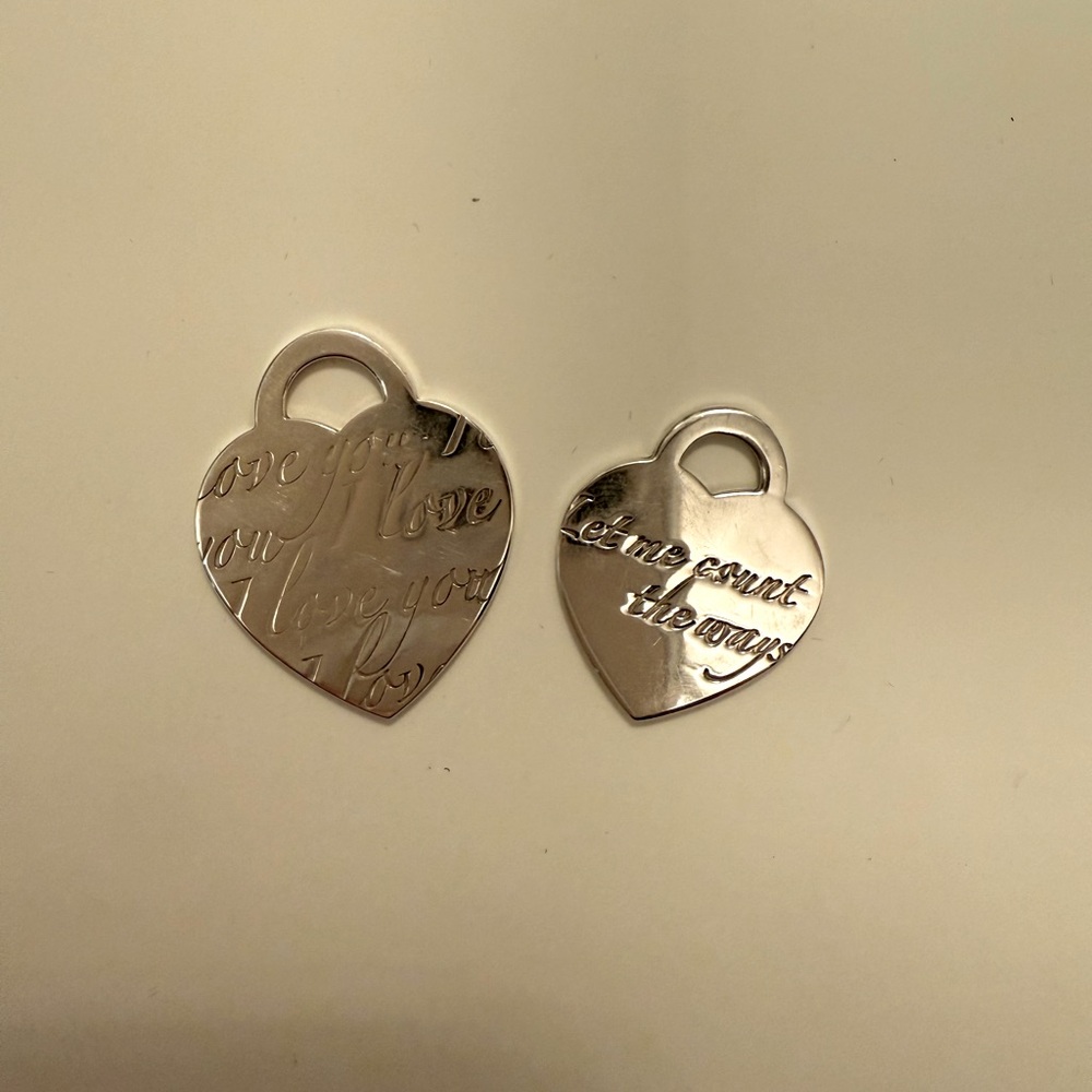 Authentic and retired Tiffany heart tag pair